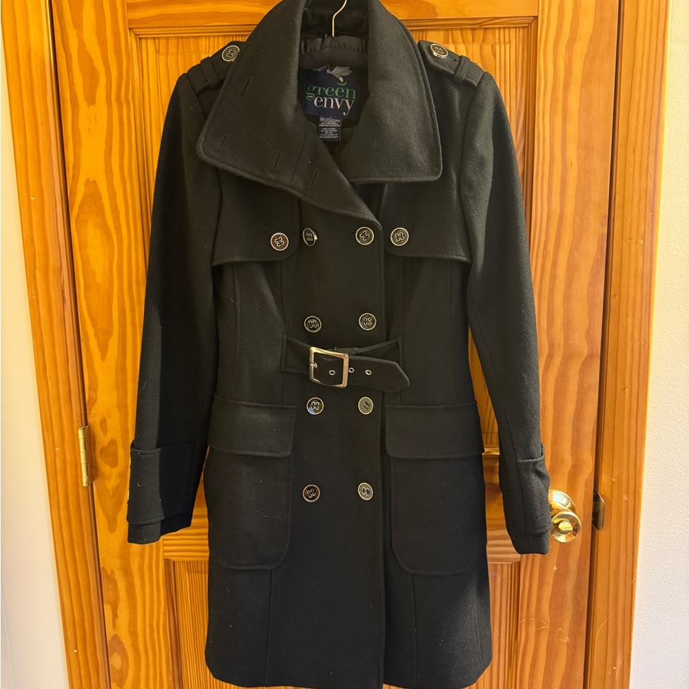 Women's Black Wool Trench Coat-small